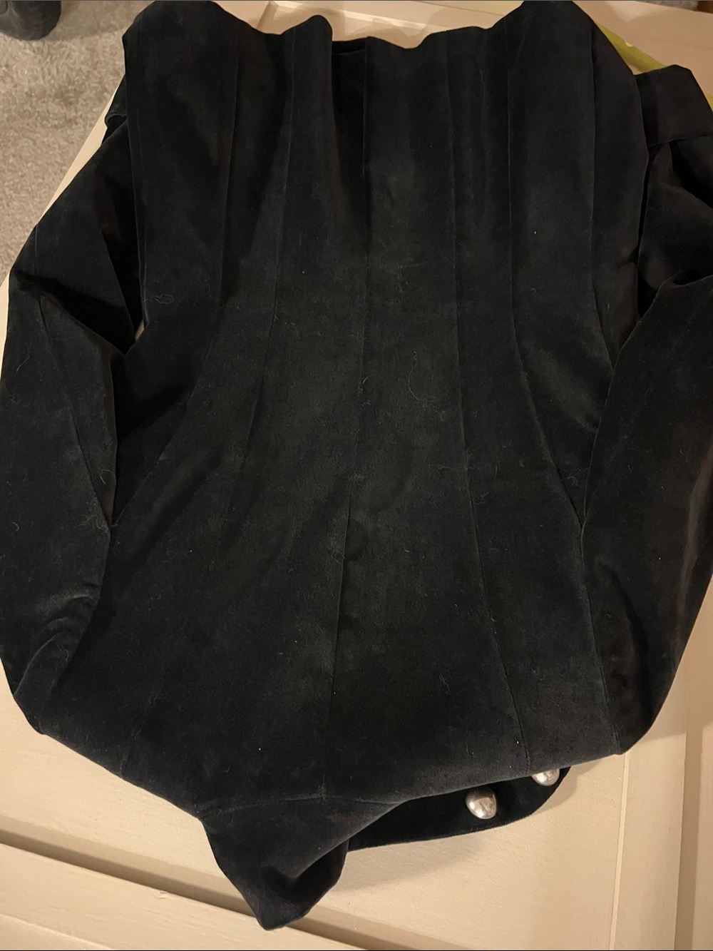 Cache Black Velour Military-Style Blazer with Silver Colored Half Dome Buttons - Picture 4 of 5